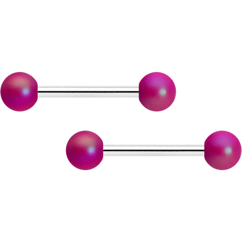 14G 9/16 Matte Purple Aurora Barbell Nipple Ring Set
