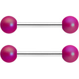 14G 9/16 Matte Purple Aurora Barbell Nipple Ring Set