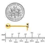 Clear CZ Gem Gold Tone Double Valentine Heart Barbell Tongue Ring