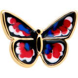 20G 1/4 Red Blue White Butterfly Nose Bone