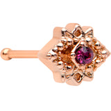 20G 1/4 Red Gem Rose Gold Tone Octogram Star Nose Bone
