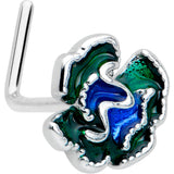 20G 7mm Spring Flower Green Blue L Shape Nose Ring