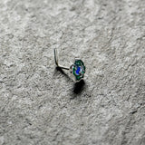 20G 7mm Spring Flower Green Blue L Shape Nose Ring