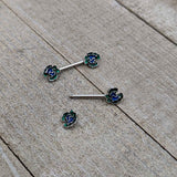 14G 9/16 Spring Flower Blue Green Barbell Nipple Ring Set