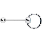 Blue Gem 316L Surgical Steel Captive Ring End Barbell Tongue Ring