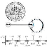 Blue Gem 316L Surgical Steel Captive Ring End Barbell Tongue Ring