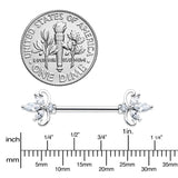 14G 9/16 Clear CZ Gem Double Heart Baroque Barbell Nipple Ring Set