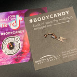 Aurora CZ Gem Rose Gold Tone Lightning Strike Dangle Belly Ring