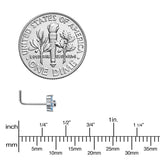 20G 1/4 Blue Clear CZ Gem Flower Beauty L Shape Nose Ring