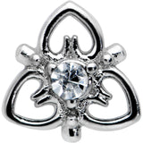 20G 1/4 Clear CZ Gem Triple Heart Triquetra L Shape Nose Ring