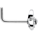 20G 1/4 Clear CZ Gem Triple Heart Triquetra L Shape Nose Ring
