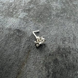20G 1/4 Clear CZ Gem Triple Heart Triquetra L Shape Nose Ring