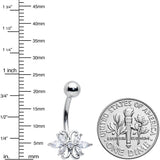 Clear CZ Gem Elegant Double Heart Baroque Belly Ring