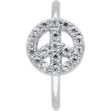 20G 5/16 Clear Gem Seamless Retro Peace Sign Nose Hoop