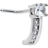 20G 1/4 Clear Gem Texture Glam Faux Hoop L Shape Nose Ring