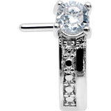 20G 1/4 Clear Gem Texture Glam Faux Hoop L Shape Nose Ring