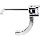 20G 1/4 Clear Gem Texture Glam Faux Hoop L Shape Nose Ring