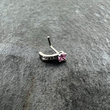 20G 1/4 Pink Gem Texture Glam Faux Hoop L Shape Nose Ring