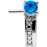 20G 1/4 Blue Gem Texture Glam Faux Hoop L Shape Nose Ring
