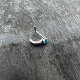 20G 1/4 Blue Gem Texture Glam Faux Hoop L Shape Nose Ring