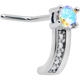20G 1/4 Aurora Gem Texture Glam Faux Hoop L Shape Nose Ring