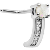 20G 1/4 White Faux Opal Texture Glam Faux Hoop L Shape Nose Ring