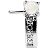 20G 1/4 White Faux Opal Texture Glam Faux Hoop L Shape Nose Ring