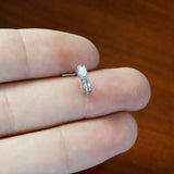 20G 1/4 White Faux Opal Texture Glam Faux Hoop L Shape Nose Ring