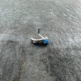 20G 1/4 Blue Faux Opal Texture Glam Faux Hoop L Shape Nose Ring