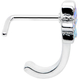 20G 1/4 Aurora Gem Fancy Flower Faux Hoop L Shape Nose Ring