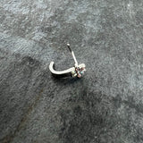 20G 1/4 Aurora Gem Fancy Flower Faux Hoop L Shape Nose Ring