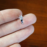 20G 1/4 Aurora Gem Fancy Flower Faux Hoop L Shape Nose Ring