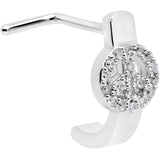 20G 1/4 Clear Gem Retro Peace Sign Faux Hoop L Shape Nose Ring