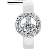 20G 1/4 Clear Gem Retro Peace Sign Faux Hoop L Shape Nose Ring