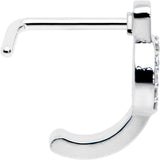 20G 1/4 Clear Gem Retro Peace Sign Faux Hoop L Shape Nose Ring