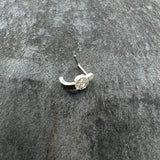 20G 1/4 Clear Gem Retro Peace Sign Faux Hoop L Shape Nose Ring