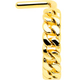 20G 1/4 Gold Tone Loving Links Faux Hoop L Shaped Nose Ring