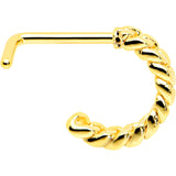 20G 1/4 Gold Tone Loving Links Faux Hoop L Shaped Nose Ring