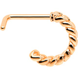 20G 1/4 Rose Gold Tone Loving Links Faux Hoop L Shaped Nose Ring