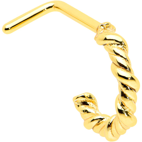 20G 1/4 Gold Tone Wicked Wire Faux Hoop L Shape Nose Ring