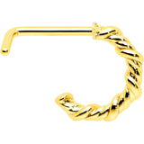 20G 1/4 Gold Tone Wicked Wire Faux Hoop L Shape Nose Ring