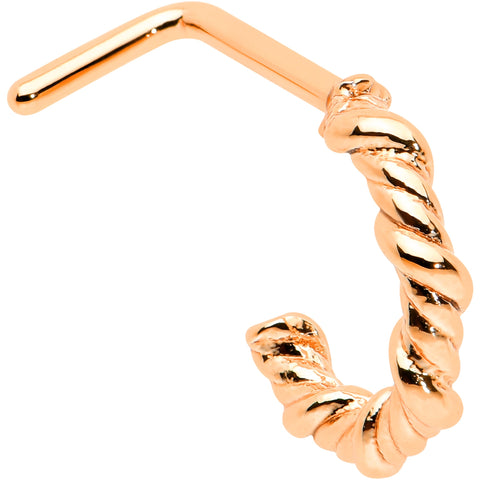 20G 1/4 Rose Gold Tone Wicked Wire Faux Hoop L Shape Nose Ring