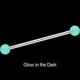 14G Baby Blue UV Glow Ends Industrial Barbell 31mm