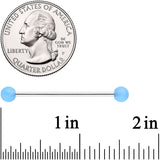 14G Baby Blue UV Glow Ends Industrial Barbell 31mm