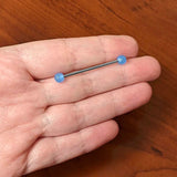 14G Baby Blue UV Glow Ends Industrial Barbell 31mm