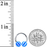 14G 7/16 Striped Blue White Ball End Horseshoe Circular Barbell