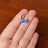 14G 7/16 Striped Blue White Ball End Horseshoe Circular Barbell