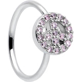 20G 5/16 Faint Pink Gem Retro Peace Sign Seamless Nose Hoop