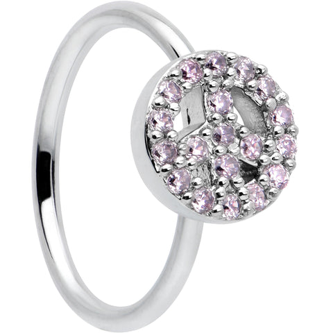 20G 5/16 Faint Pink Gem Retro Peace Sign Seamless Nose Hoop