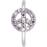 20G 5/16 Faint Pink Gem Retro Peace Sign Seamless Nose Hoop